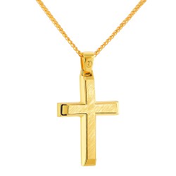 Χρυσός ανδρικός βαπτιστικός σταυρός Κ14 με αλυσίδα